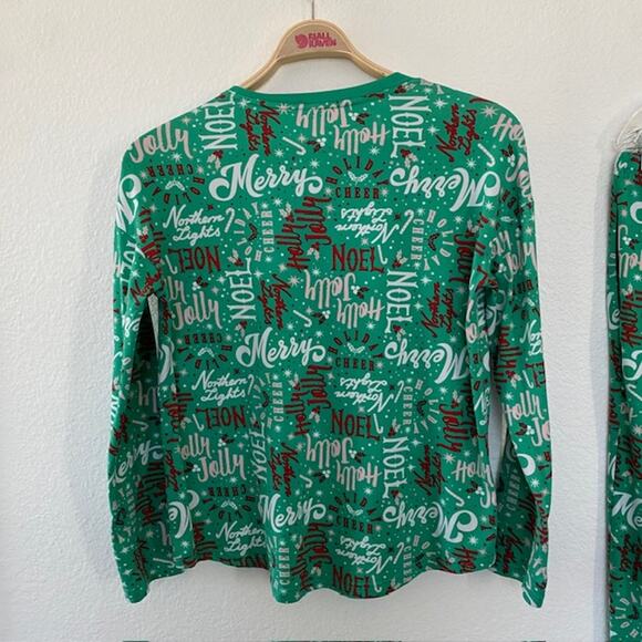 Holiday Pajama Set Christmas Greetings Red, White & Green Joyspun Women's Medium - Picture 11 of 13